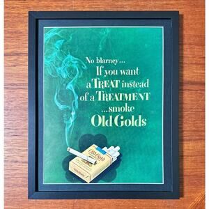 Framed 1949 Smoke Old Golds For a Treat Not a Treatment Vintage Art Print Ad